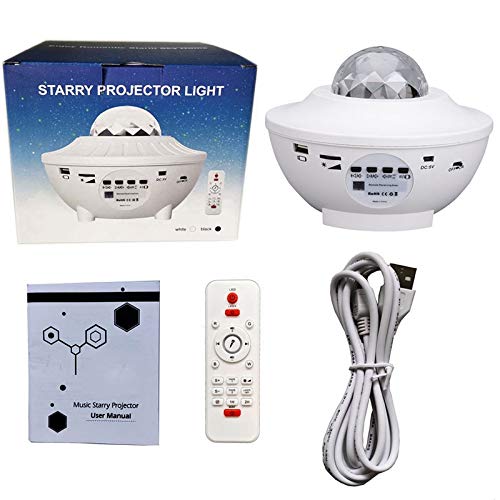Projektor Bluetooth lampka nocna odtwarzacz muzyczny gwiaździste niebo lampka nocna LED projektor lampka nocna prezent świąteczny biały