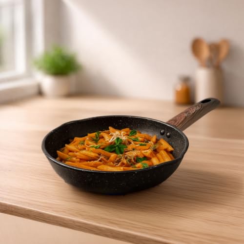 Image of Rioware Non-Stick Granite Frying Pan | Granite Finish | Induction Base | PFOA Free | Non Stick Cookware, Dishwasher Safe| High Temperature Resistant Exterior Coating | 24 Cm