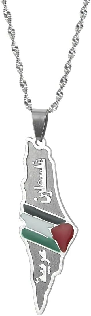 925 Sterling Silver Palestine Map Necklace 14K Yellow Gold Israel Palestine Map Chain Necklaces Palestine Flag Jewelry Palestine Pendant Necklace Palestine Necklace for Women and Men - Image 5