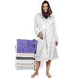 KAPUZEN-BADEMANTEL FÜR DAMEN - Fühlen Sie sich rundum geborgen in diesem Damen Bademantel aus 100% hochwertiger Baumwolle (350 g/m²) mit langärmligem Schnitt und Kapuze, 2 Taschen, Gürtel (2 Schlaufen) und V-Kragen mit Schlaufe zum Aufhängen: Weich und strapazierfähig, warm und saugfähig, verlassen Sie Ihr Badezimmer mit Stil und Komfort und fühlen Sie sich zu Hause wie im Hotel