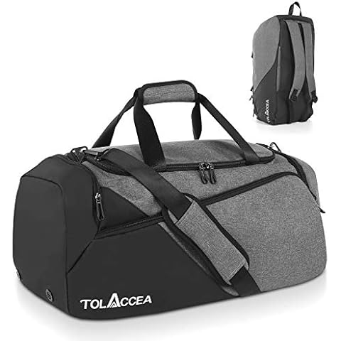 Tolaccea Sports Bag 47L Large Sports Backpack with Shoe Compartment Wet Compartment Weekly Travel Bag Duffel Bag Fitness Training Bag for Men Women Gym, Travel, Swimming, Sauna, Football (Black) Cover