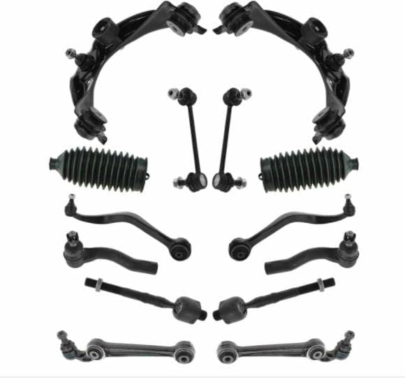Kit de suspensión de dirección de 14 piezas de brazo de control, barras de amarre de fuelle de barra estabilizadora compatibles con Ford