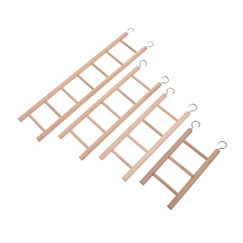 FONDOTIN 4pcs Bird Toys Parrot Playstand Ladder for Parakeets Budgies Wooden Climbing Stairs Perch St