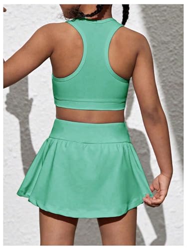 Image of SOLY HUX Toddler Girl's 2 Piece Workout Outfits Lightweight Crop Tank Tops and Skort Athletic Set