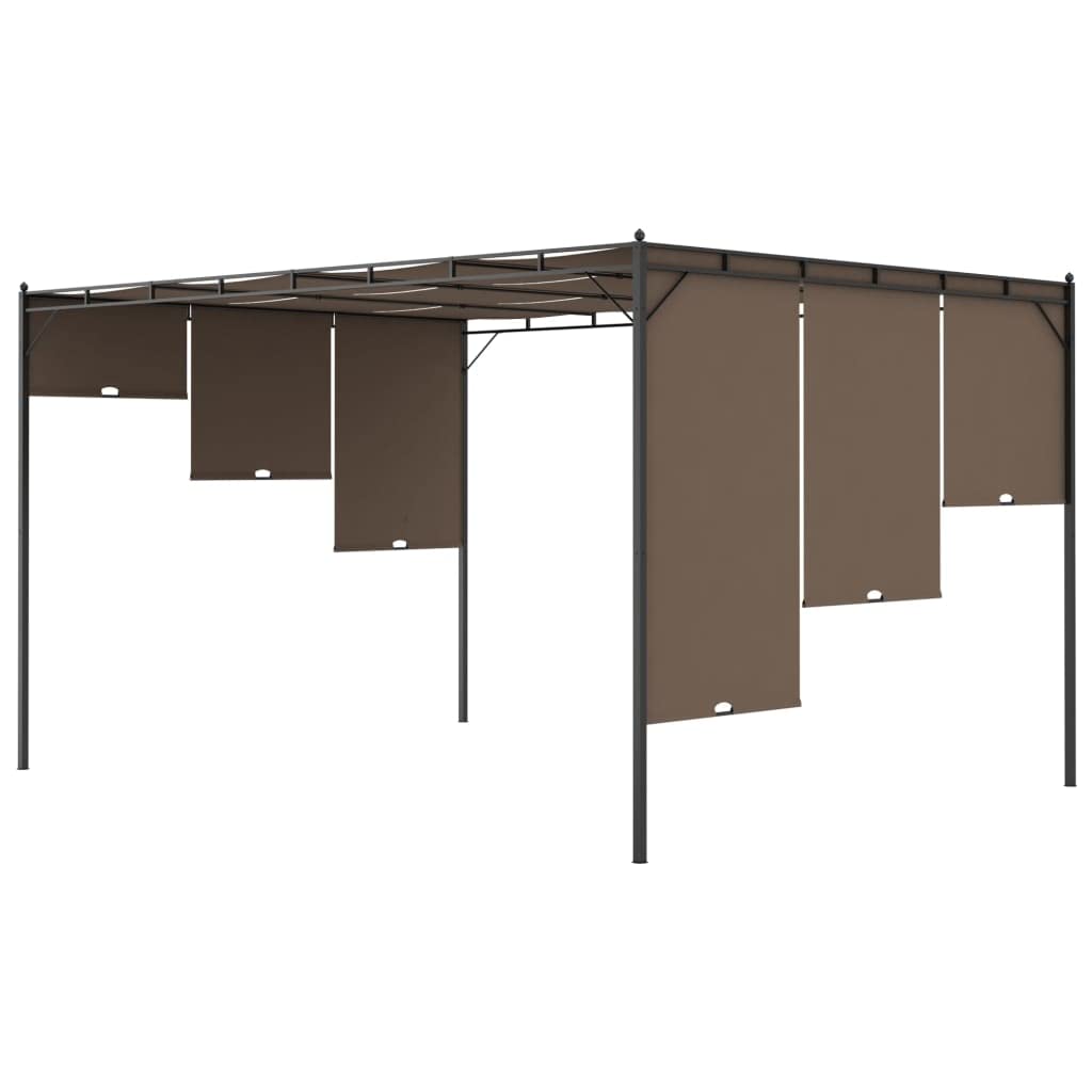 Altana ogrodowa z zasłoną, 4 x 3 x 2,25 m, kolor taupe