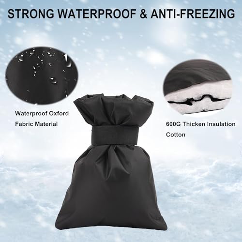 Grospe SLTBHZ01 Outdoor Faucet Covers For Winter Freeze Protection, Upgrade Thicken 8.7 Inch W X 6 Inch H Outside Garden Faucet Socks For Winter, Waterproof Reusable Hose Bibs Insulated Spigot Cover thumb #4
