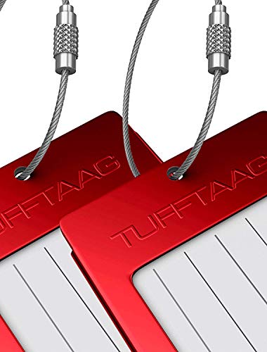 Luggage Tags Business Card Holder Tufftaag Travel Id Bag Tag In Many Color Options (2 Tags, Red Steel) #TOP4