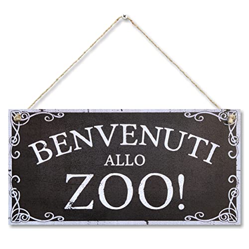 CARISPIBET Benvenuti allo zoo! divertenti segni decorativi segni regalo scherzosi decorazioni per la casa 15 x 30 cm