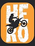  Moto Bike Hero: Cuaderno  Notebook  A cuadros, 21,59x27,94 cm (8, 5\"x11\"), 120 páginas, color crema, cubierta mate