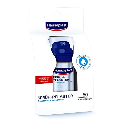 Hansaplast Sprühpflaster, transparentes Pflasterspray für unsichtbaren Schutz, wasserfestes und atmungsaktives Pflaster für kleine Schnitt- und Schürfwunden, 1 x 32,5 ml