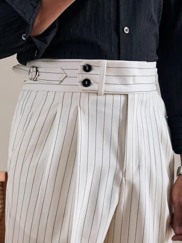 Men's Striped Pants Casual Retro Formal Classic Fit Dress Pants Versatile Italian Trousers2