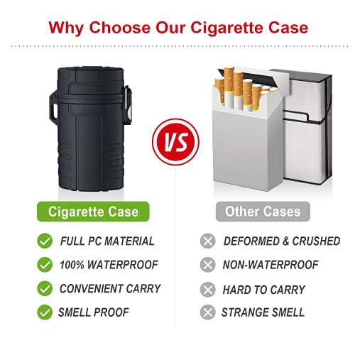 SOMGEM Cigarette Case Joint Holder Smell Proof 20pcs King Size for Women Men, Waterproof Cigarette Holders with Rechargeable Lighter, Airtight Pocket Box Container for Outdoor Camping Hiking - Thumbnail 5