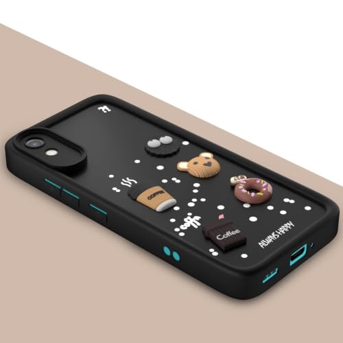 Image of Bintage Cute Fun Ball | Taddy Cartoon 3D Smiley Coffee Cup | Milk Donut | Full Camera Protection Back Cover Compatible for Redmi 9i / 9i Sport /Mi 9A - Black
