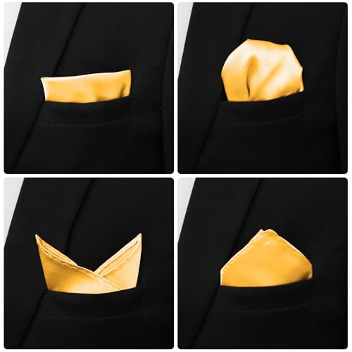 Image of Satin Mens Pocket Square with Holder, 11.8'' Suit Handkerchiefs for Men Wedding Business Casual