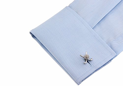 MRCUFF Golf Ball and Clubs Pair Cufflinks in a Presentation Gift Box & Polishing Cloth3