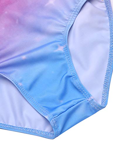 Zaclotre Kid Girls Gymnastic Leotard Long Sleeve Color Gradient Sparkly Ballet Dance One Piece Outfit 130(4-5T) #TOP4