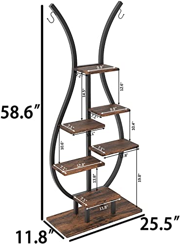 Gdlf Plant Stand Indoor Tall Plant Shelf Metal Tiered Hanging Shelf, 59" #TOP5