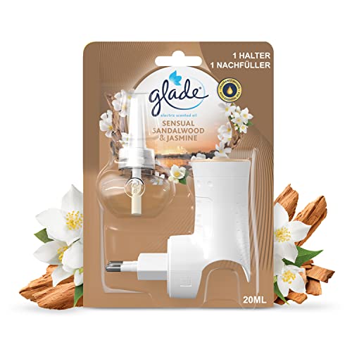 Glade (Brise) Electric Scented Oil uchwyt, elektryczny zapach do pomieszczeń z olejkiem zapachowym w zestawie 1 uzupełniacz, zmysłowe drzewo sandałowe i jaśmin, 20 ml