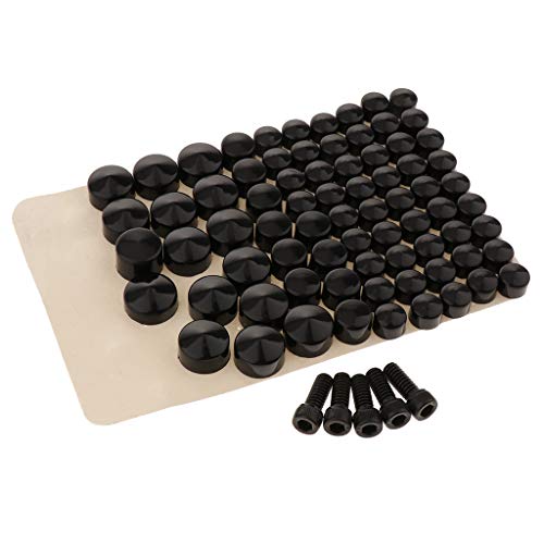 figatia 80pcs Motocicleta Parafusos Pretos Toppers Tampas para Harley FLT/FLH, CNC