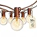 50Ft Outdoor Patio String Lights with 50 Clear Globe G40 Bulbs,UL Certified for Patio Porch Backyard Deck Bistro Gazebos Pergolas Balcony Wedding Gathering Parties Markets Decor, Brown Wire