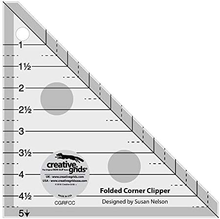 Creative Grids Folded Corner Clipper Quilt Tool – CGRFCC – Made in USA, 5in x 5in, Non-Slip Grip Acrylic Quilting, Sewing, Crafting, Patchwork Ruler & Template