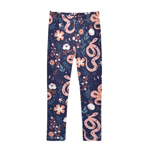 Wusikd Snakes Flowers Girls' Leggings Toddler Doodles Stars Kids Yoga Pants Dance Active Tights 7-8T Multi