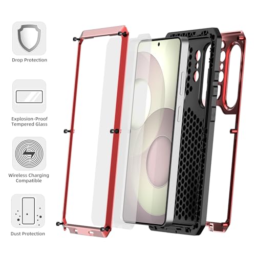 Coque robuste Galaxy S26 Ultra métal rouge bouclier antichoc