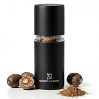 SCHMIDT & KRAMER Muskatnuss Mühle I hochwertige Muskatmühle aus Edelstahl mit Vorratsbehälter, scharfes Stahlmahlwerk, um frische Muskat-Aromen mühelos zu genießen (Mitternacht)