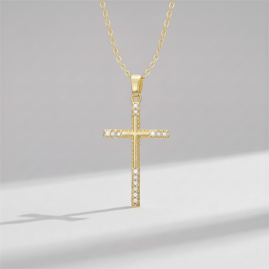 14K Gold Cross Necklace for Women Elegent Gold Cross Pendant Necklace Religious Jewelry Gift - Image 4
