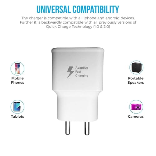 Image of Original Wall Charger Compatible with USB Type C Cable QC 3.0 Compatible with Samsung Galaxy S9, S9Plus(18W-White /SAM)