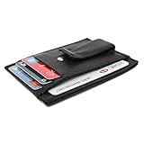 Lambskin Leather Men's Mini Wallet ID Credit Card Holder with Spring Clip