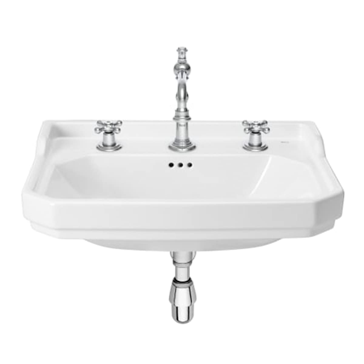 Roca A3270A1003 Lavabo 650 x 480, piédestal ou mural, collection Carmen, 3 trous, blanc