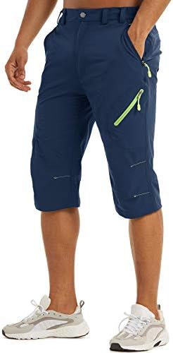 TACVASEN Men’s 3/4 Capri Pants Quick Dry Workout Hiking Cargo Shorts with Zipper Pockets