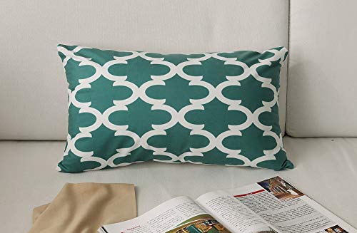 Fanhomcy Set Of 4 Throw Pillow Covers Geometric Pattern Teal Quatrefoil Arrow Ogee Chevron Luxury Decorative Pillow Cases Home Decor 12X20 Inches Lumbar Pillowcases #TOP2