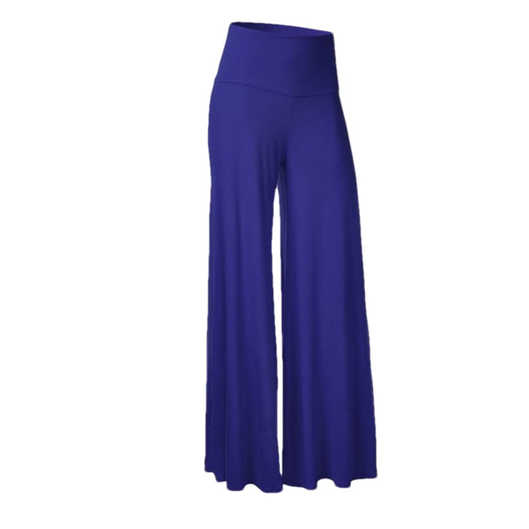 Womens Loose Elastic High Waist Wide Leg Trousers Palace Chiffon Solid Color Hot Pants