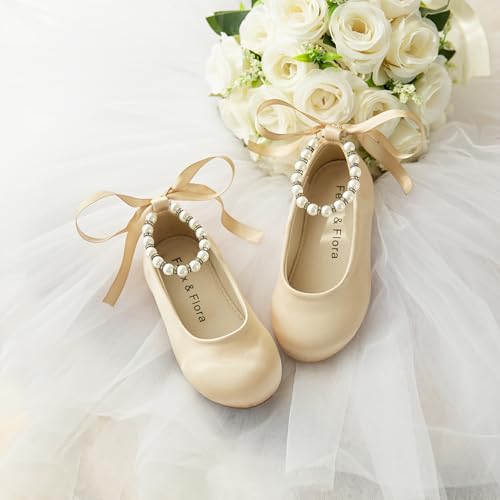 Image of Felix & Flora Girls Toddler Little Ballet Shoes - Flower Girls Mary Jane Flats Dress Shoes Party Wedding