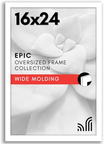 Americanflat 16x24 Poster Frame with Polished Plexiglass - White Picture Frame - Wide Photo Frames Made of Engineered Wood for Vertical or Horizontal Wall Display - Epic Collection - White