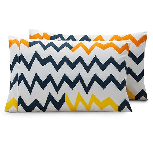 Elegant Comfort Luxury Ultra-Soft 2-Piece Pillowcase Set - 1500 Premium Hotel Quality Microfiber Double Brushed - Wrinkle Resistant, Standard/Queen, Chevron Pattern Colorful