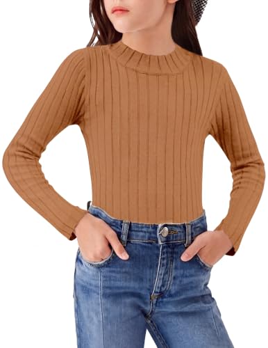 Image of Arshiner Girls Half Turtleneck Long Sleeve Knit Slim Sweater Pullover Tops