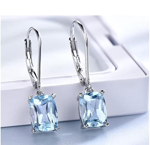LOKILOKI Echte 925 Sterling Silber Himmelblau Topas Ohrringe Elegante Edelstein Hochzeit Verlobungsschmuck Für Frauen Geschenke