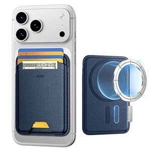 ESR für MagSafe Wallet, 5 Karten Halter, RFID Schutz, iPhone Wallet mit 3200g Magnetstärke, Veganes Leder, für iPhone 17/16/15/14/13/12 Serie/Google Pixel 10/Pro/Pro XL, Nicht für 13/12 mini, Blau