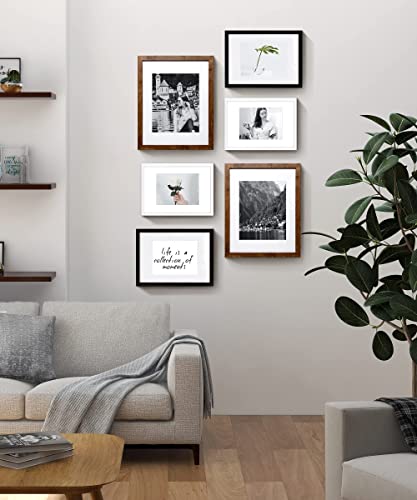 Sonefreiy 11X14 Picture Frame Wood With Mat For 8X10 Modern Brown Photo Frame Set For Desk And Wall Gallery Home Decor Gift, Set Of 2 #TOP1