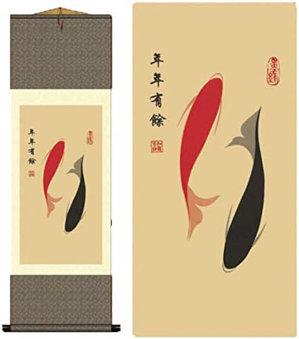 Grace Art Asian Wall Scroll, Aquatic Yin and Yang