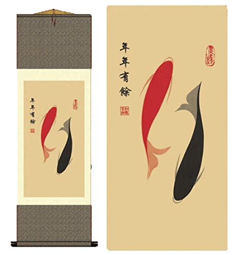 Grace Art Asian Wall Scroll, Aquatic Yin And Yang #TOP3