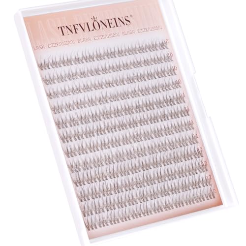 TNFVLONEINS Brown Lash Clusters Natural Cluster Eyelash Extensions Wispy Individual Lashes Extension 10-12MM Short Eyelash Clusters Natural Look CC Curl DIY Lash Extension
