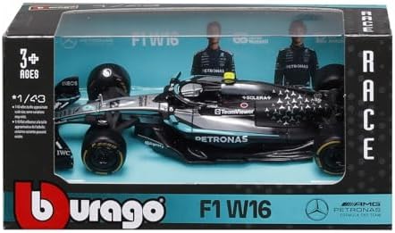 Bburago F1 Mercedes-AMG W16 2025#12 Antonelli 1:43 Scale Diecast Car with Authentic Details Mercedes F1 Replica Silver/Black Body Officially Licensed Product Recommended Age 3+ - 2