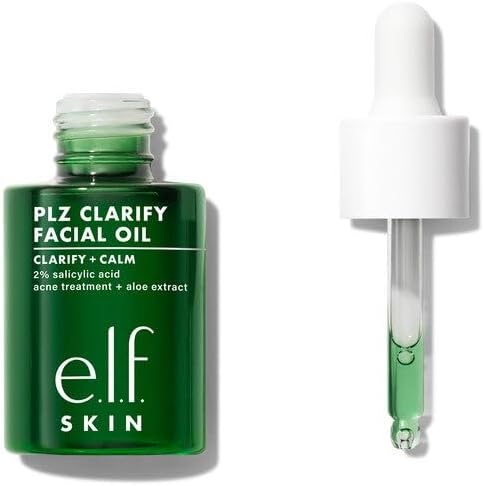 SKIN PLZ Clarify Aceite facial, aceite facial para tratar y prevenir el acné, ayuda a calmar el enrojecimiento, elaborado con ácido salicílico, vegano y libre de crueldad, 1 oz