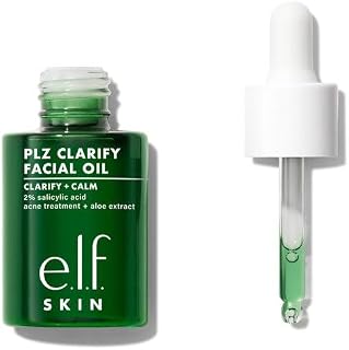 e.l.f. SKIN PLZ Clarify Facial Oil, Face Oil For Treating & Preventing Acne, Helps Calm Redness, Made with Salicylic Acid, Vegan & Cruelty-Free, 1 oz
