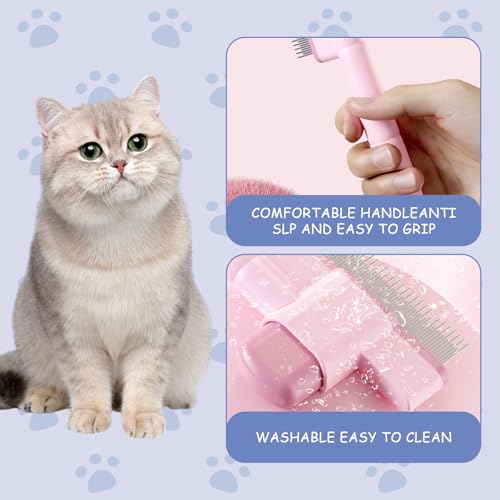 Esoes 2er Set selbstreinigende Katzenbürste Großer und Kleiner Edelstahl-Kamm für lose Haare bei Katze und Hund für Kurz- und Langhaar mit Reinigungstaste