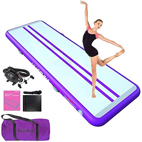 HIJOFUN Premium Air Tumble Track 20ftx3.3ftx4in Gymnastics Tumbling Mat Inflatable Tumble Track with Electric Air Pump for Home Kids/Gym/Yoga/Training/Cheerleading/Outdoor/Beach/Park Purple Cover